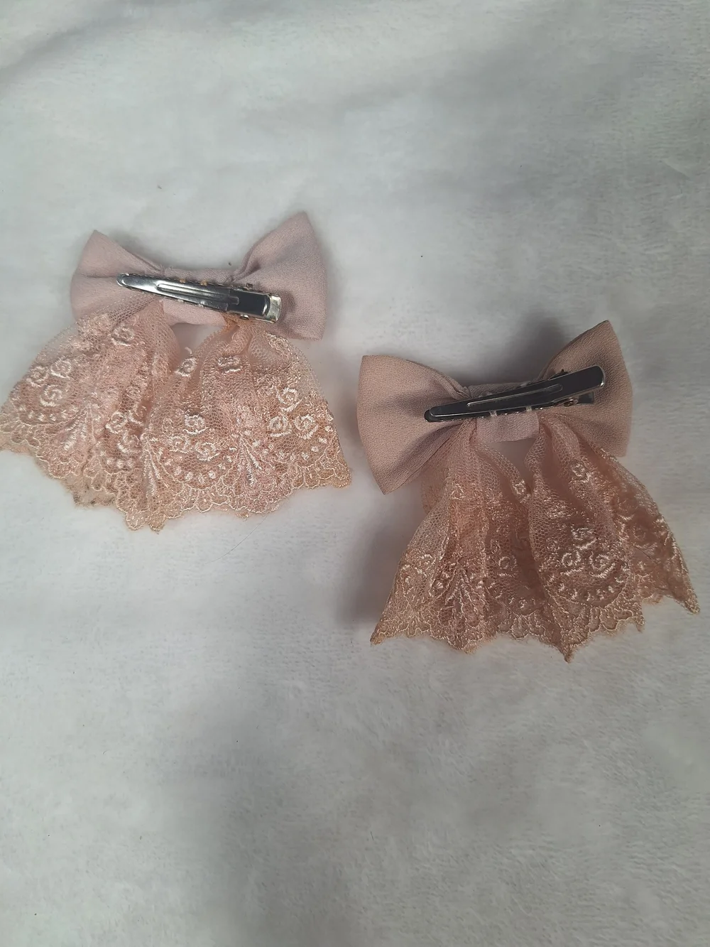 Innocent World Pale Pink Rose Lace Ribbon Hair Clips | Set of 2 | Classic Lolita